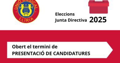 Presentació de candidatures per a la nova Junta Directiva de la Unió Musical de Llíria